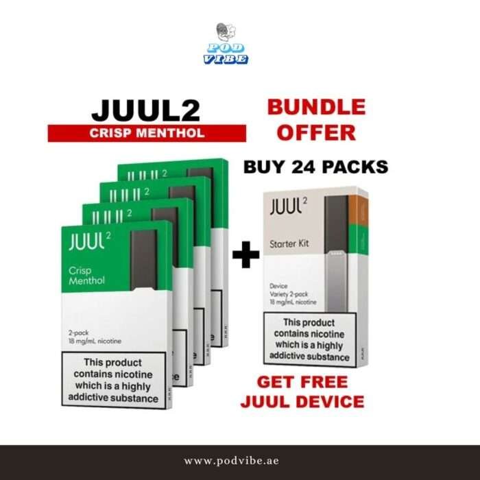 Juul 2 Crisp Menthol 24 Packs Bundle Offer